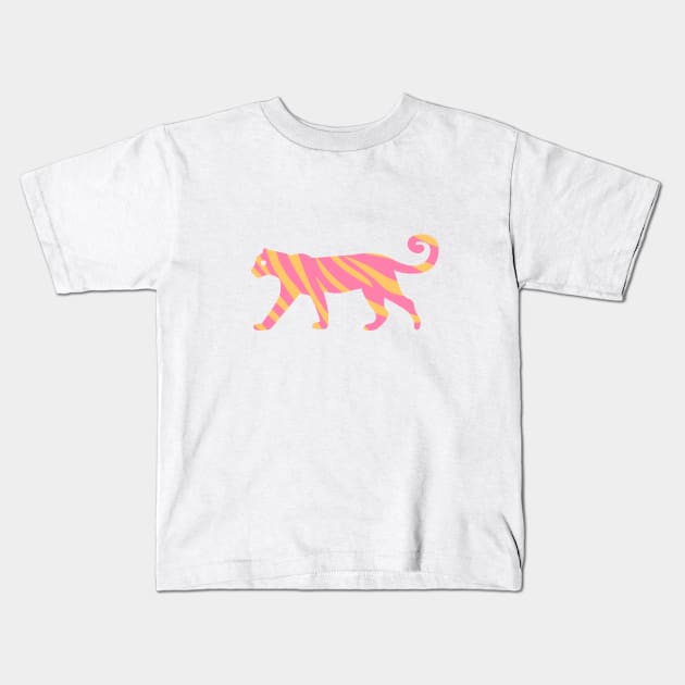 Sweet Tigers Pink Kids T-Shirt by Pinkdeer